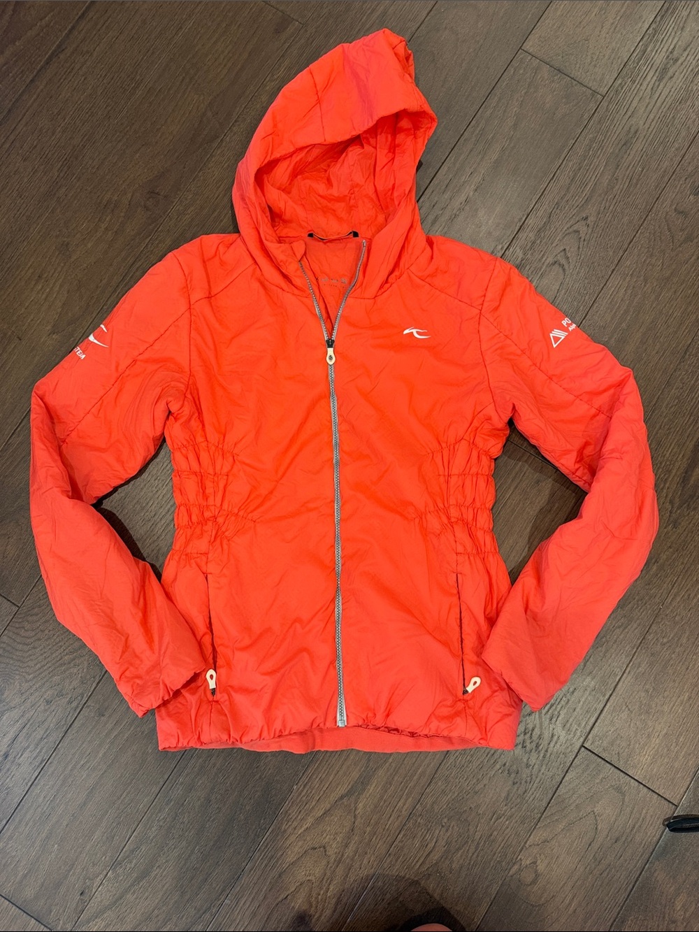 KJUS Lightweight Insulated Hooded Jacket - Coral Red/Orange Size Small - C16